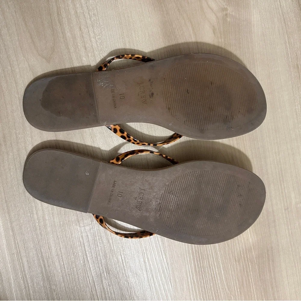 J.Crew Brown Animal Print Thong Flip Flop Sandals Size 10‎